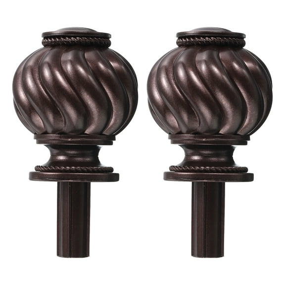 Uxcell 2Pack Decorative Curtain Rod Finials Drapery Rail Head Fit 3/4" Dia Rod (Brown)