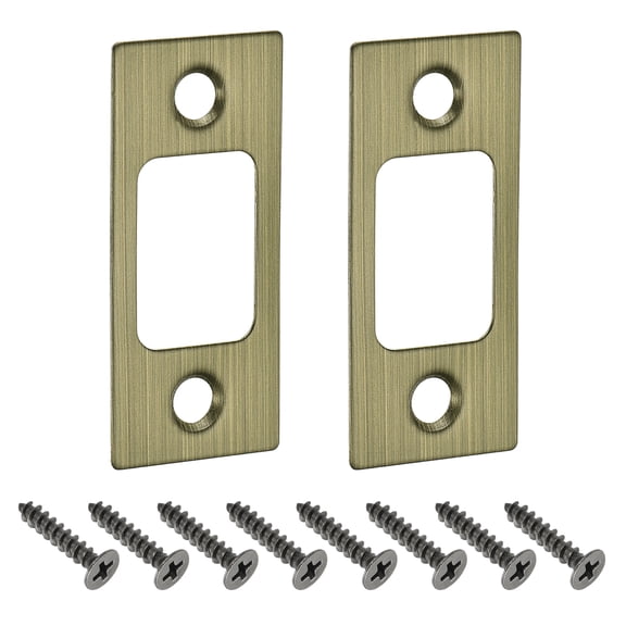 Uxcell 2Pack Door Strike Plate, 57mm x 25.5mm Stainless Steel Latch Deadbolt Replacement Lock Strike Plate, Bronze