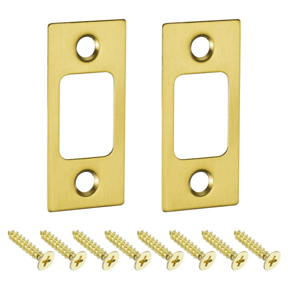 Uxcell 2Pack Door Strike Plate, 57mm x 25.5mm Stainless Steel Latch Deadbolt Replacement Lock Strike Plate, Gold
