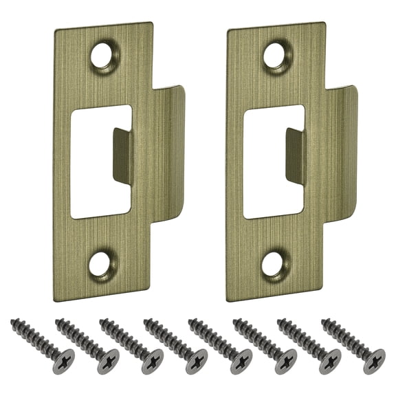 Uxcell 2Pack Door Strike Plate, 70mm x 40.3mm Stainless Steel Latch Deadbolt Replacement Lock Strike Plate, Bronze