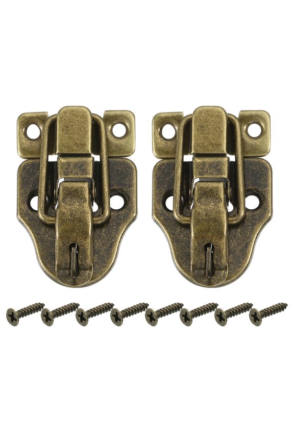 2Pack Duck-Billed Toggle Hasp Latch with Padlock Hole, Metal Box Toggle Latch Chest Latch with Screws, Bronze