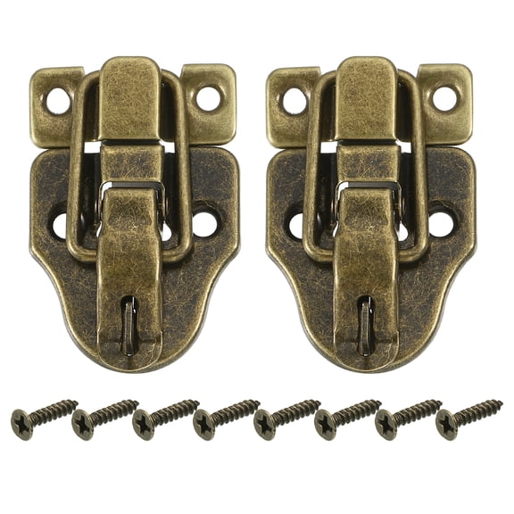 Uxcell 2Pack Duck-Billed Toggle Hasp Latch with Padlock Hole, Metal Box Toggle Latch Chest Latch with Screws, Bronze