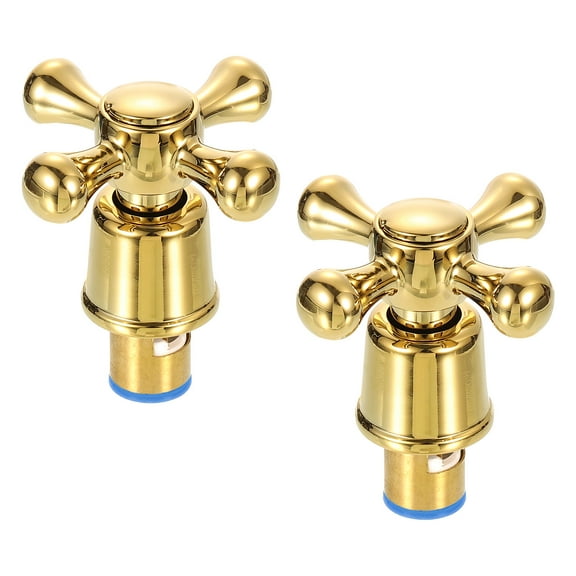Uxcell 2Pack Faucet Tap Handle, Faucet Knob, Alloy Cross Faucet Tap Replacement, Gold