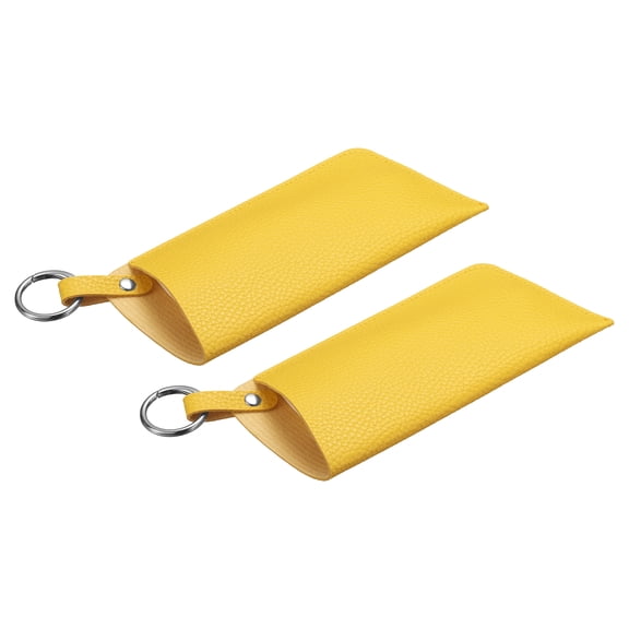 Uxcell 2Pack Glasses Case, Soft Leather Sunglasses Case with Belt Clip, Portable Travel Glasses Organizer Pouch for Travel and Outdoor Activities, Yellow