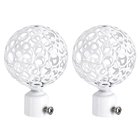 Uxcell 2Pack Iron Decorative Curtain Rod Finials Drapery Rail Head Fits Dia. 19mm (White)