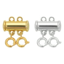 Uxcell 2Pack Layering Necklace Clasps 2 Strands Slide Tube Lock Clasp, Silver & Gold