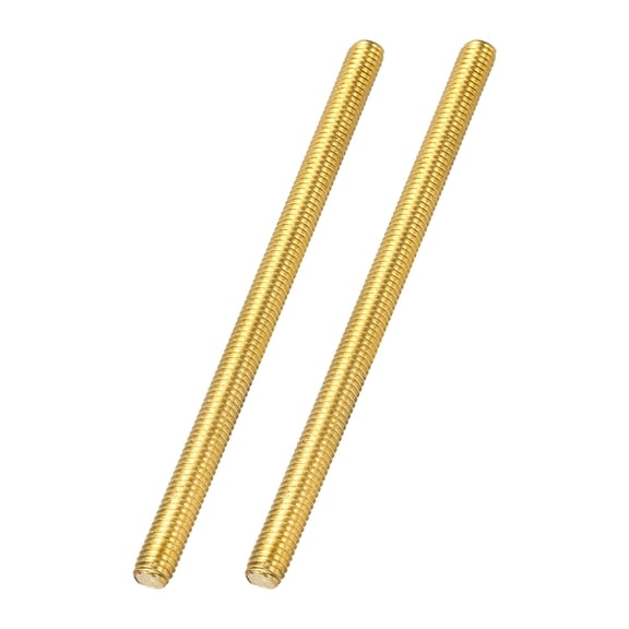 Uxcell 2Pack M6x100mm Fully Threaded Rod, Brass Right Hand All Thread Screw Studs for Furniture Assembly Fastening, 1mm Pitch