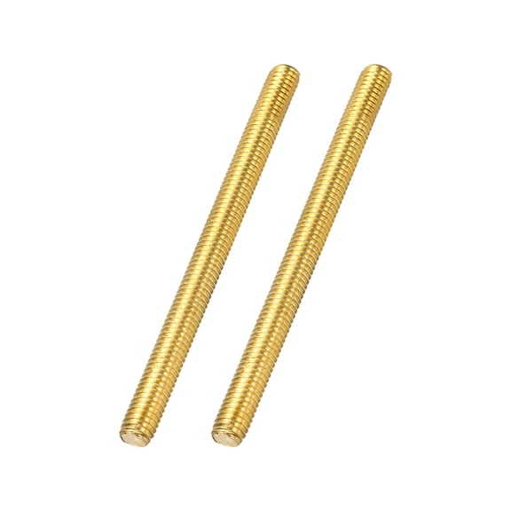 Uxcell 2Pack M6x80mm Fully Threaded Rod, Brass Right Hand All Thread Screw Studs for Furniture Assembly Fastening, 1mm Pitch