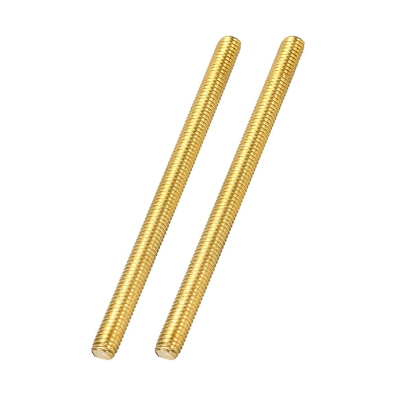 Uxcell 2Pack M6x90mm Fully Threaded Rod, Brass Right Hand All Thread Screw Studs for Furniture Assembly Fastening, 1mm Pitch