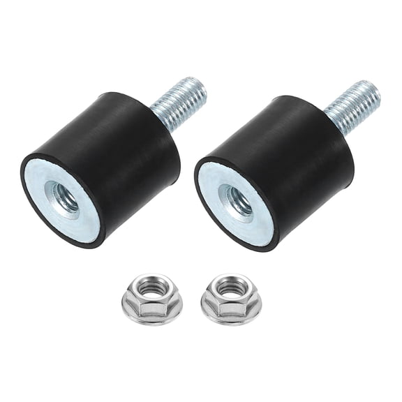 Uxcell 2Pack M8x20mm Rubber Mounts, 25x25mm(DxH) Rubber Studs Shock Absorber Mount with Nuts