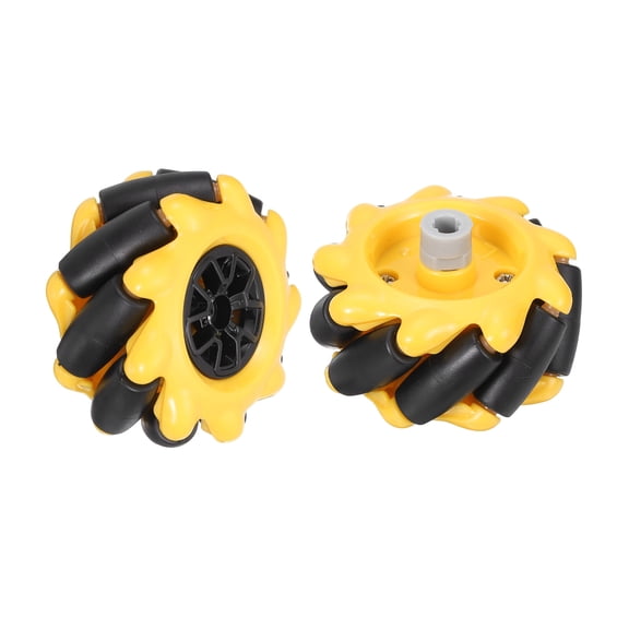 Uxcell 2Pack Mecanum Wheels Set, 48mm / 1.89 ABS Rubber left Omnidirectional Wheels for Smart Robot Car Parts DIY Models Accessories, Yellow