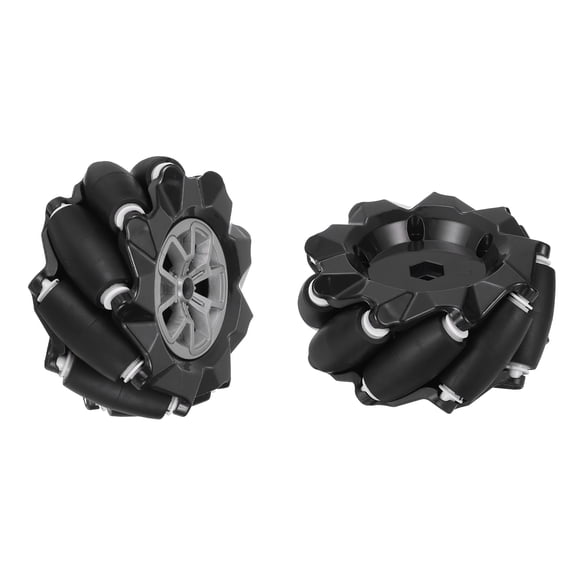 Uxcell 2Pack Mecanum Wheels Set, 97mm / 3.82 ABS Rubber left Omnidirectional Wheels for Smart Robot Car Parts DIY Models Accessories, Black