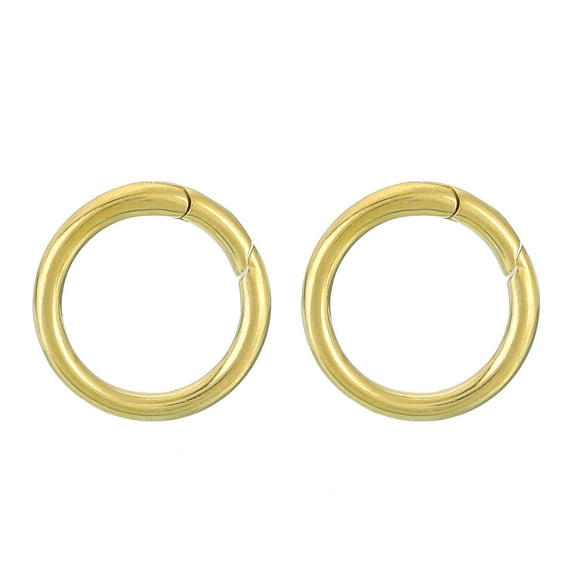 Uxcell 2Pack Metal Spring O Rings 0.55"(14mm), Brass Spring Keyring Buckles Round Snap Buckle for Keychains Purse