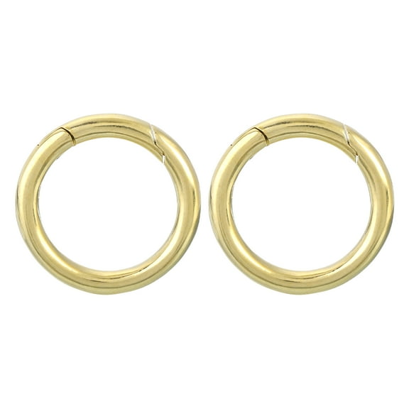 Uxcell 2Pack Metal Spring O Rings 0.94"(24mm), Brass Spring Keyring Buckles Round Snap Buckle for Keychains Purse