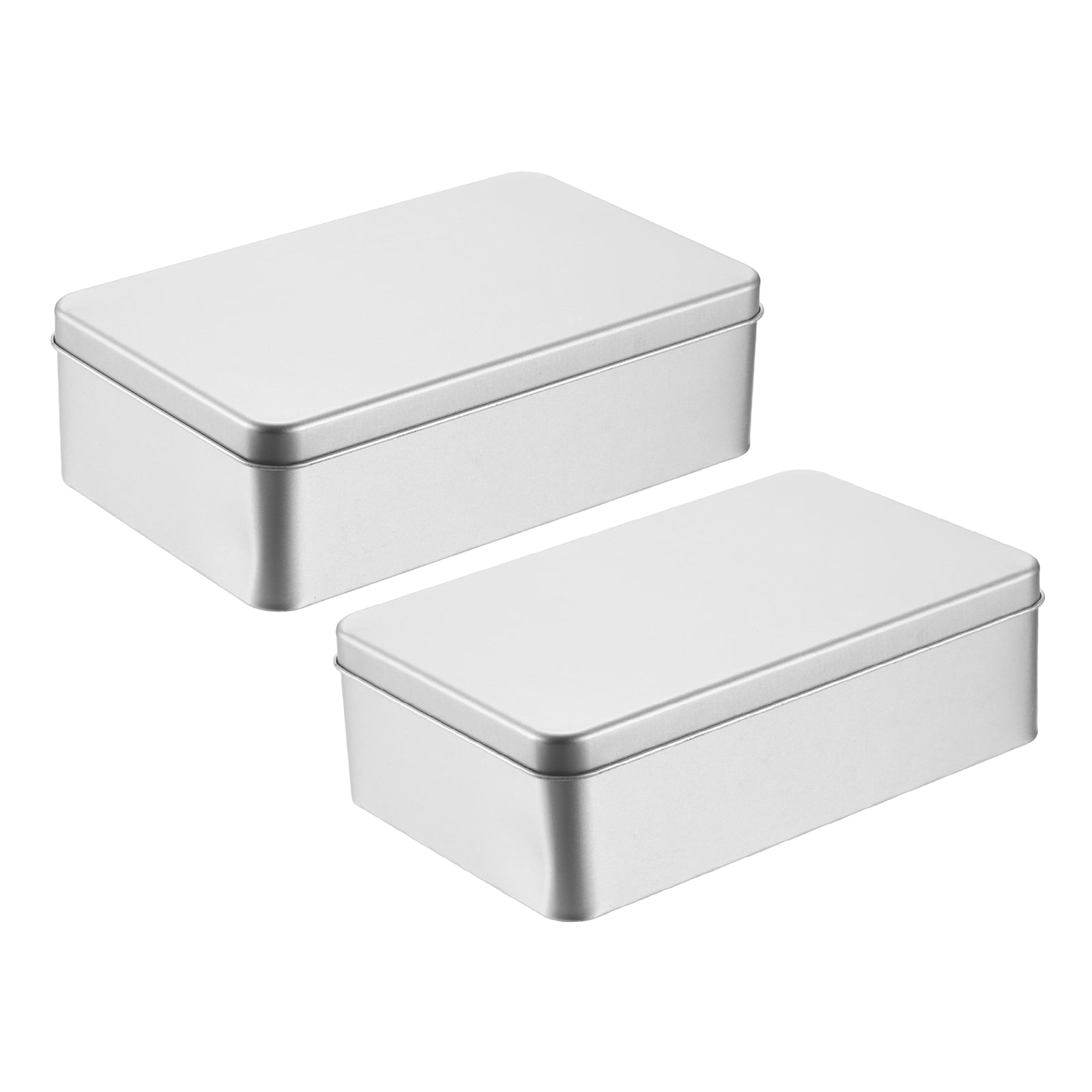 Uxcell 2Pack Metal Tin Box, 4.3x7.1x2.2 Rectangular Empty Tinplate Containers with Lids, for Home Organizer Candles Gifts Car Keys Crafts Storage, Silver