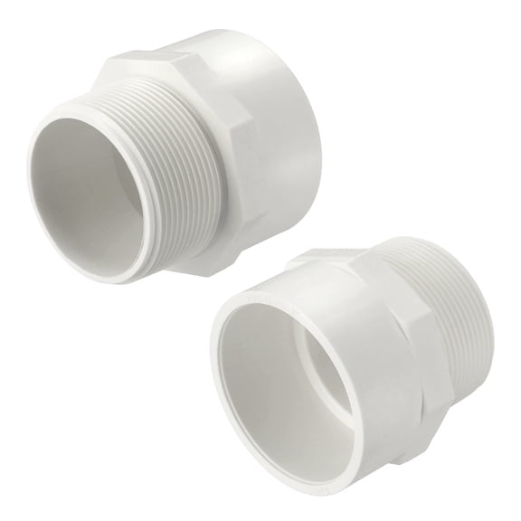 Uxcell 2Pack PVC Male Pipe Fittings Adapter 2" NPT Male Thread x Socket, Schedule 40 PVC Coupling Straight Pipe Connector, High-Flow Capacity for Plumbing, Irrigation, Pool, Sprinkler