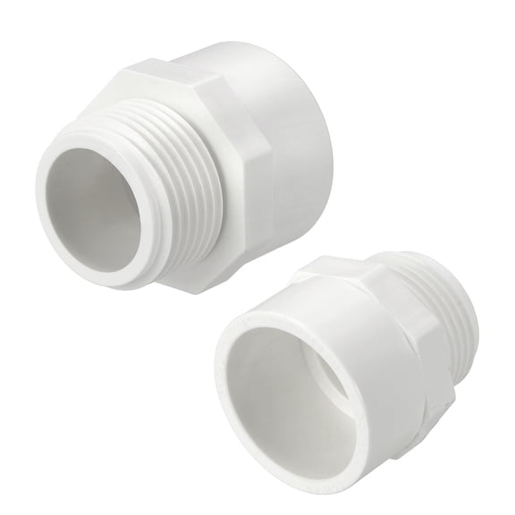 Uxcell 2Pack PVC Male Pipe Fittings Adapter 3" NPT Male Thread x Socket, Schedule 40 PVC Coupling Straight Pipe Connector, High-Flow Capacity for Plumbing, Irrigation, Pool, Sprinkler
