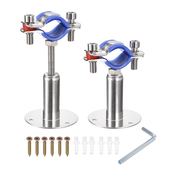 Uxcell 2Pack Pipe Supports Adjustable Pipe Bracket Clamp Pipe Strap Fit for 25-27mm Pipe