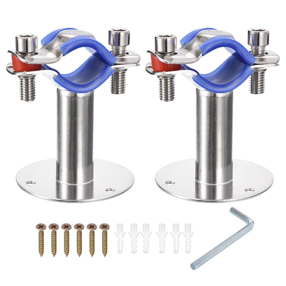 Uxcell 2Pack Pipe Supports Adjustable Pipe Bracket Clamp Pipe Strap for 25-27mm Pipe