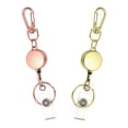 thumbnail image 1 of Uxcell 2Pack Retractable Keychain, Metal Badge Reels Retractable Badge Holder Clips with Key Rings for Name Card Key Conferences Office, Light Gold/Rose Gold(Round), 1 of 6