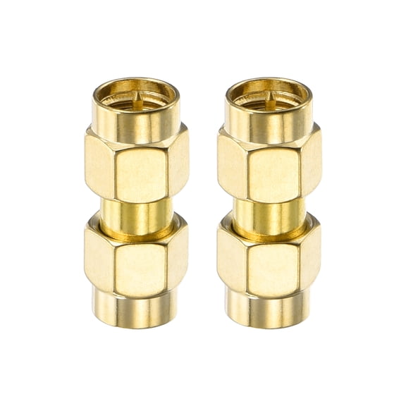 Uxcell 2Pack SMA Straight Adapter Male to RP-SMA Male Adapter Converter 50 Ohm for Antennas, Signal Monitoring, Test Bench,  Router, Car Navigation, Gold