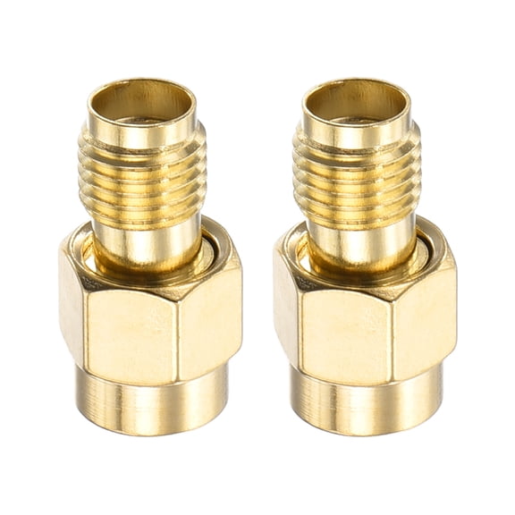Uxcell 2Pack SMA Straight Adapter RP-SMA Male to SMA Female Adapter Converter 50 Ohm for Antennas, Signal Monitoring, Test Bench,  Router, Car Navigation, Gold