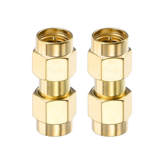 Uxcell 2Pack SMA Straight Adapter SMA Male to Male Adapter Converter 50 Ohm for Antennas, Signal Monitoring, Test Bench, Router, Car Navigation, Gold