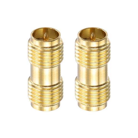 Uxcell 2Pack SMA Straight Adapters RP-SMA Female to Female Adapter Converter 50 Ohm for Antennas, Signal Monitoring, Test Bench, Router, Car Navigation, Gold