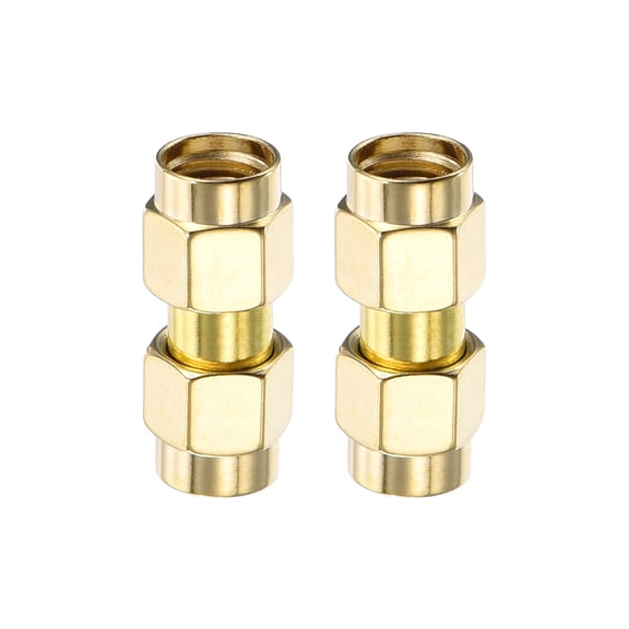 Uxcell 2Pack SMA Straight Adapters RP-SMA Male to Male Adapter Converter 50 Ohm for Antennas, Signal Monitoring, Test Bench,  Router, Car Navigation, Gold