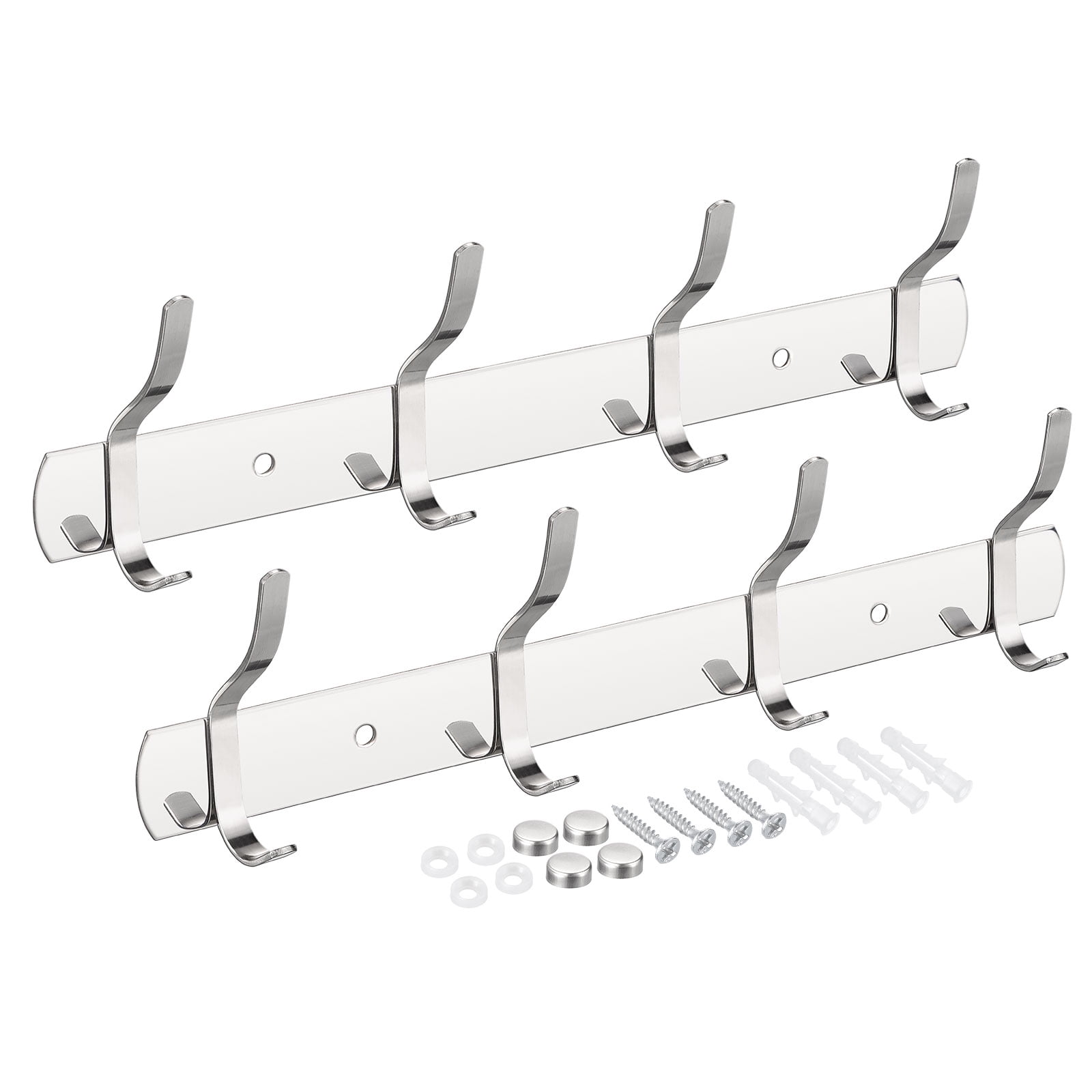 Uxcell 2Pack Silver Wall Mounted with 4 Hooks Coat Hook Rack Wall Hanger Walmart