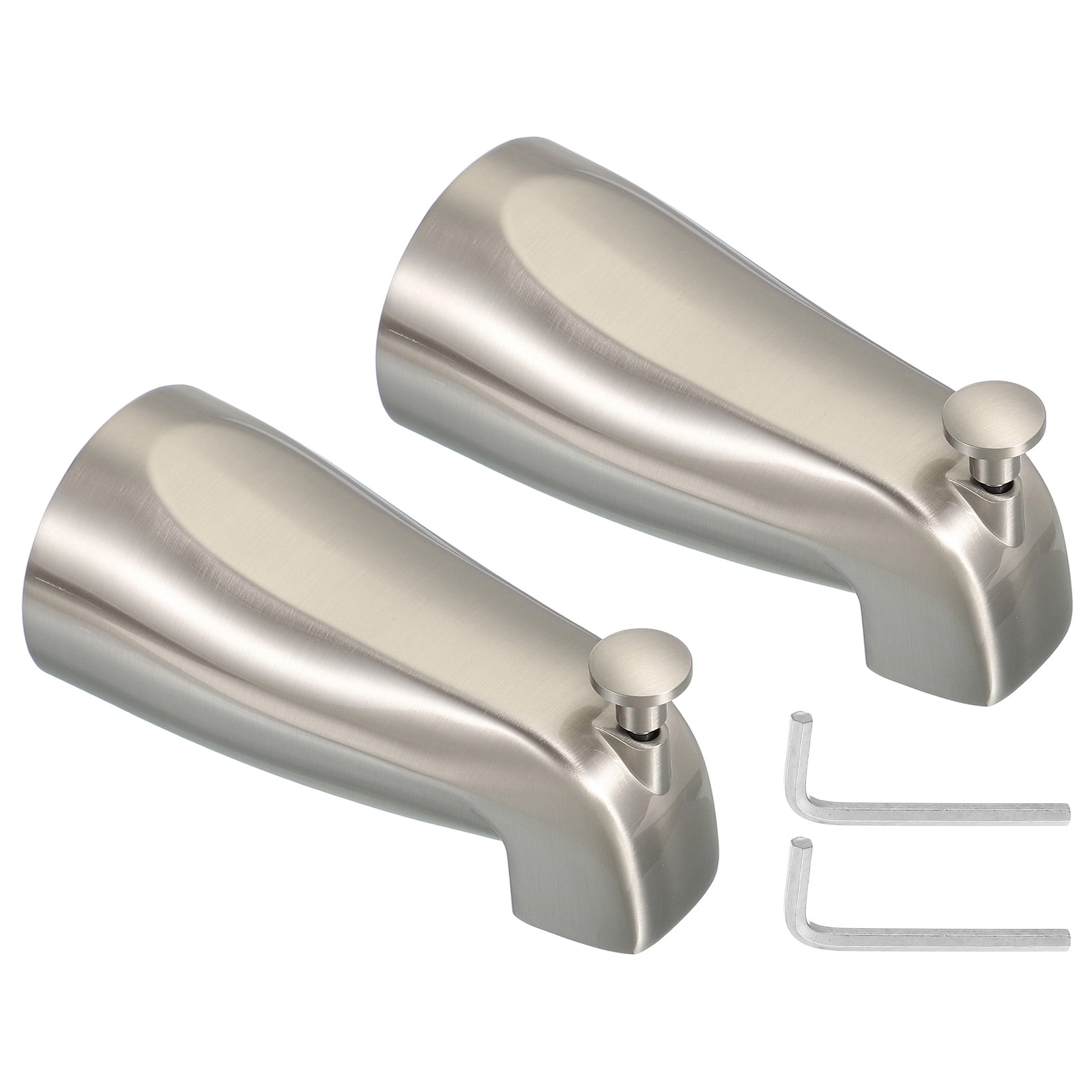 Uxcell 2Pack Slip on Diverter Tub Spout, Zinc Alloy Bath Spout Bathtub Faucet with Pull-Up Diverter for 1/2 Inch Water Tub for Bathroom Kitchen, Brushed Nickel