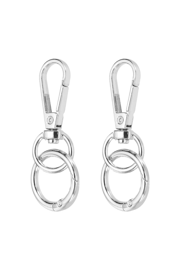 2Pack Swivel Clasp Clip, 2.4" Snap Hook with O Spring Ring Metal Double Opening Key Chain Clip Lobster Claw Clasps for DIY Crafts Bags Jewelry Lanyards, Silver