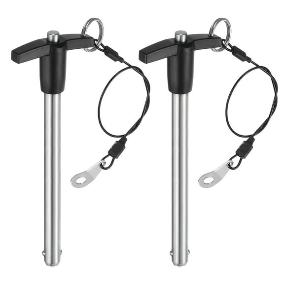 Uxcell 2Pack T Handle Lock Pins, 10mm x 100mm Usage Length Stainless Steel Push-Button Quick Release Pin