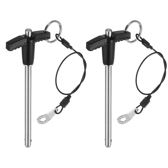 Uxcell 2Pack T Handle Lock Pins, 6mm x 70mm Usage Length Stainless Steel Push-Button Quick Release Pin