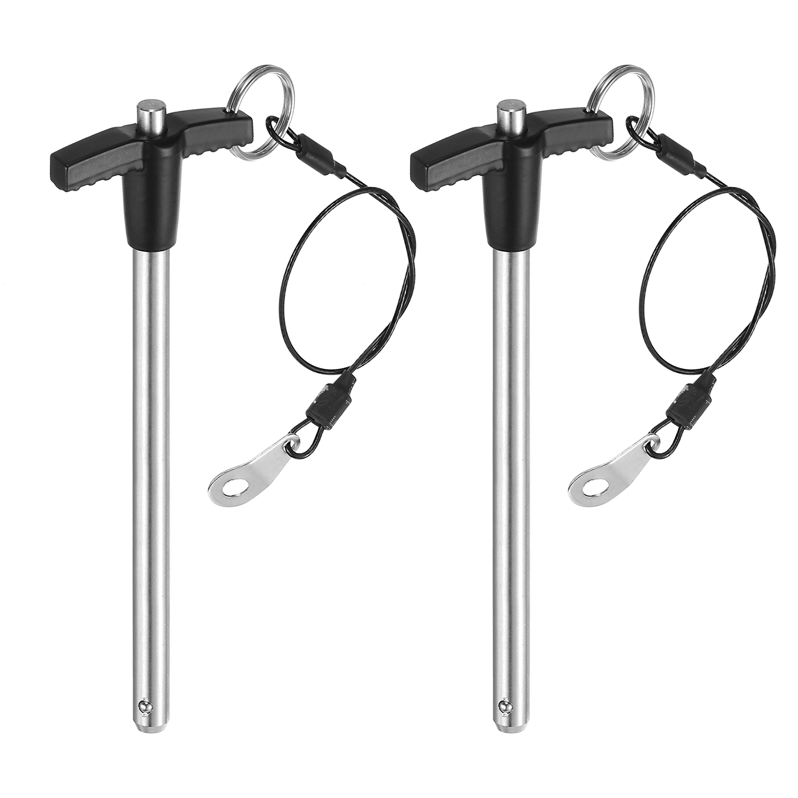 Uxcell 2Pack T Handle Lock Pins, 8mm x 100mm Usage Length Stainless Steel Push-Button Quick Release Pin