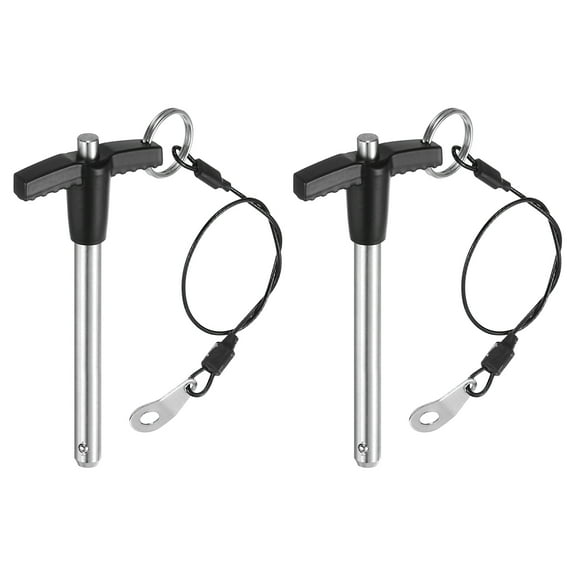 Uxcell 2Pack T Handle Lock Pins, 8mm x 60mm Usage Length Stainless Steel Push-Button Quick Release Pin