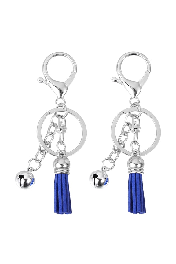 2Pack Tassel Keychain, 4" Tassel Pendant Key Chain Rings with Bell for Key Wallet Handbags, Sapphire