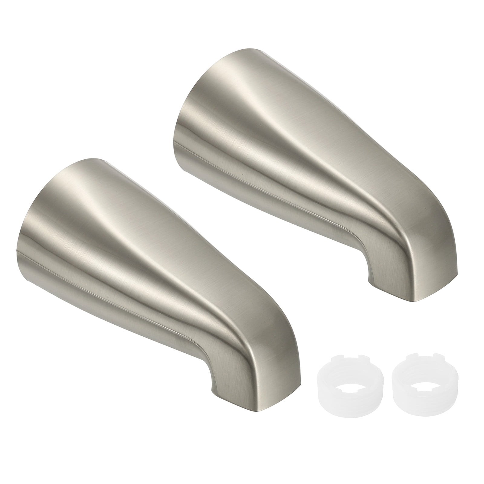 Uxcell 2Pack Universal Bath Tub Spout, Zinc Alloy Bath Spout Bathtub Faucet with Adapter for 1/2 Inch Water Tub for Bathroom Kitchen, Brushed Nickel