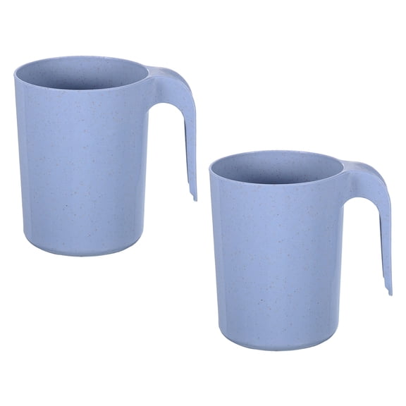 Uxcell 2Pack Wheat Straw Cups, Unbreakable Reusable Water Tumbler with Handle, Blue