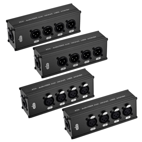 Uxcell 2Pair 4 Channel 3-Pin Multi Network XLR Cable Breakout, XLR Over RJ45 Ethernet Extender, Fit Cat5/Cat6/Cat7 for Stage Sound Lighting, Black