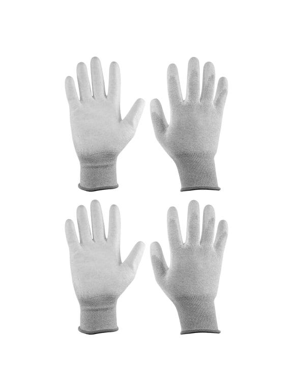2Pairs ESD Anti Static Gloves 23cm PU Coated High Resistance Carbon Fiber Computer Gloves(Large), Grey
