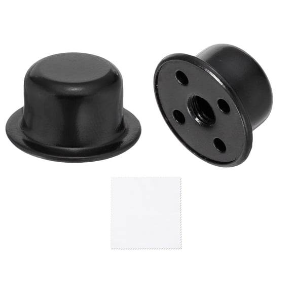 Uxcell 2Pcs 0.47" Tall Lamp Finials, 1/4-27 Thread Lamp Cap Knob Decoration Screw Cap Nuts with Cleaning Cloth for Table Floor Lighting Fixtures Shade Holder Decor, Black