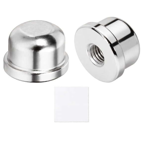 Uxcell 2Pcs 0.49" Tall Lamp Finials, 1/4-27 Thread Lamp Cap Knob Decoration Screw Cap Nuts with Cleaning Cloth for Table Floor Lighting Fixtures Shade Holder Decor, Silver