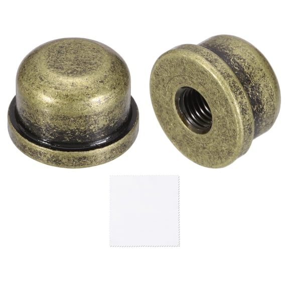 Uxcell 2Pcs 0.5" Tall Lamp Finials, 1/4-27 Thread Lamp Cap Knob Decoration Screw Cap Nuts with Cleaning Cloth for Table Floor Lighting Fixtures Shade Holder Retro Decorative, Bronze