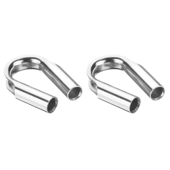 Uxcell 2Pcs 1/4" (6mm) 304 Stainless Steel Wire Rope Tube Thimble Silver