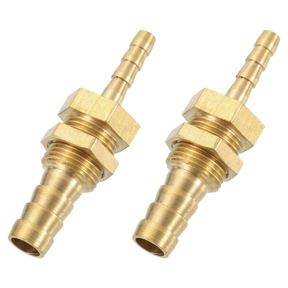 Uxcell Hose Barb Fitting, Hex Straight Pipe Fitting Brass Tone 5/16" - 3/16" x 2" x 11/16"