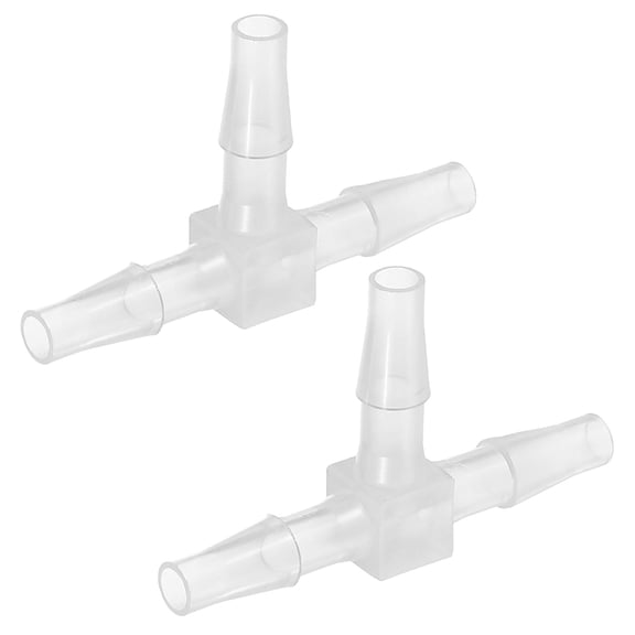 Uxcell 2Pcs 1/4" Plastic Hose Barb Fitting Equal T Shaped Barbed Split Transparent