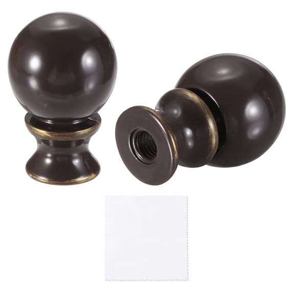 Uxcell 2Pcs 1.5" Tall Lamp Finials, 1/4-27 Thread Lamp Cap Knob Decoration Screw Cap Nuts with Cleaning Cloth for Table Floor Lighting Fixtures Shade Holder Decor, Brown/Gold