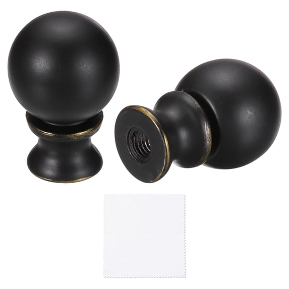 Uxcell 2Pcs 1.5" Tall Lamp Finials, 1/4-27 Thread Lamp Cap Knob Decoration Screw Cap Nuts with Cleaning Cloth for Table Floor Lighting Fixtures Shade Holder Decor, Black/Gold