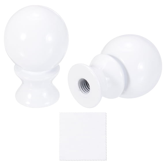 Uxcell 2Pcs 1.5" Tall Lamp Finials, 1/4-27 Thread Lamp Cap Knob Decoration Screw Cap Nuts with Cleaning Cloth for Table Floor Lighting Fixtures Shade Holder Decor, White